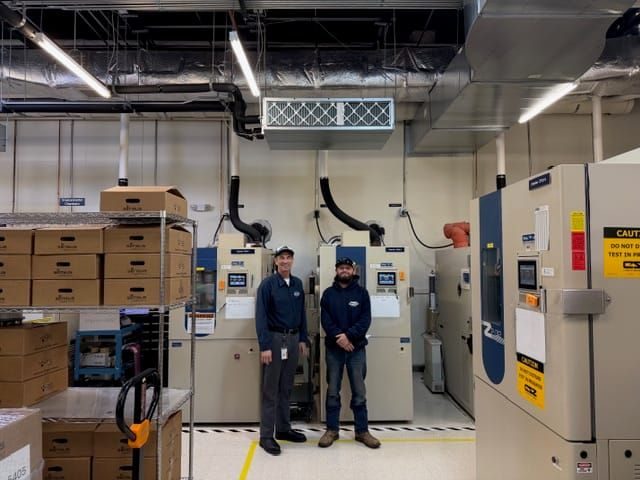 Commercial HVAC techs after a data center HVAC install.